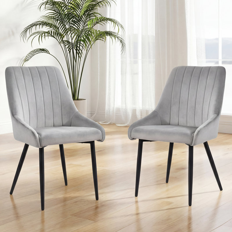 Chipman Velvet Upholstered Dining Chair, Grey