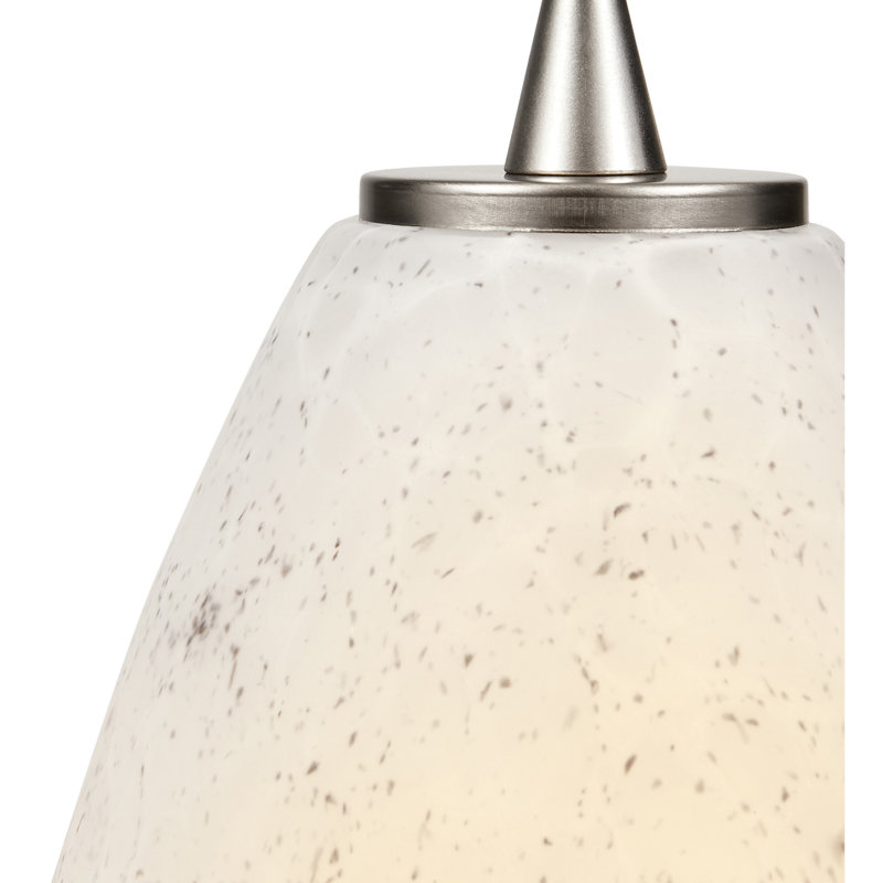 Luminaire suspendu à 1 lumière Carballo, Acier brossé, Pierre blanche