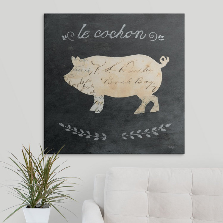 «Walstrand Le Cochon Cameo Square», reproduction d'art graphique Courtney Prahl, H 35 po x l 35 po x P 1,5 po, Toile