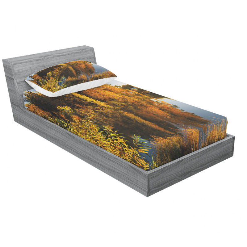 Ensemble de draps Lake at Sunset Rays, Ensemble de draps pour lit simple avec drap-housse