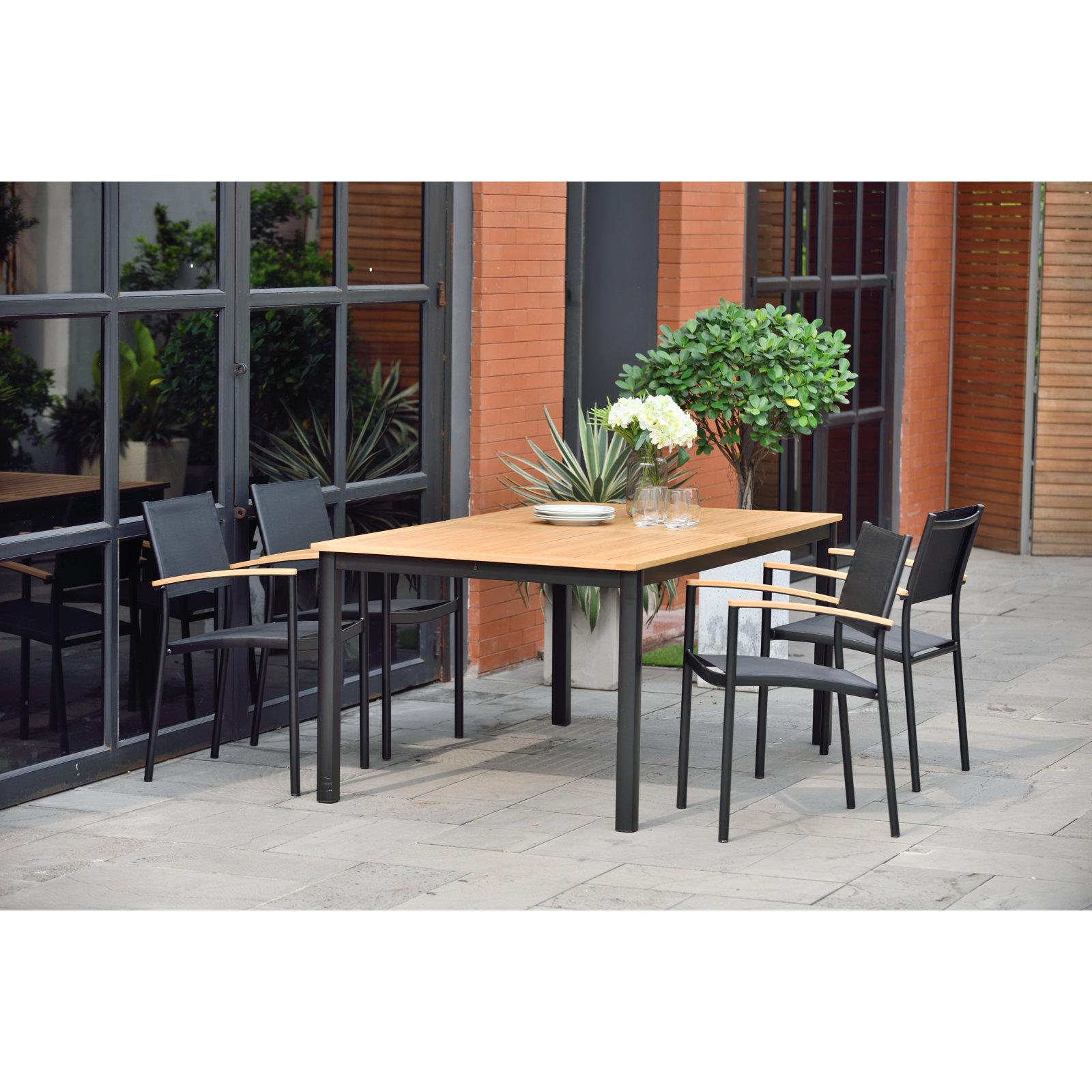 Anautica 95" Eucalyptus Patio Dining Set