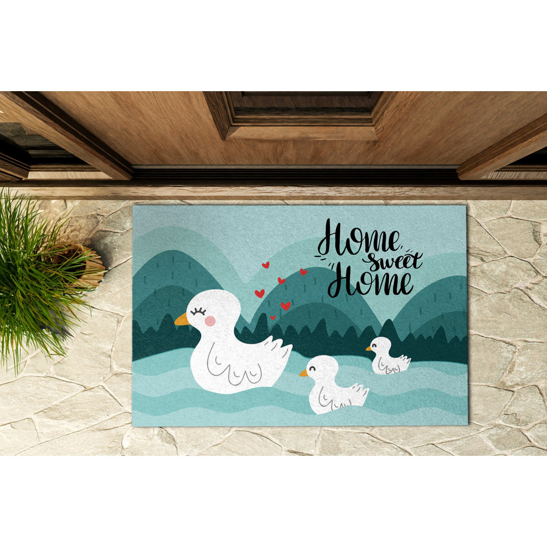 Sweet Home Ducks 60 x 90 cm Rutschfeste Türmatte für draußen