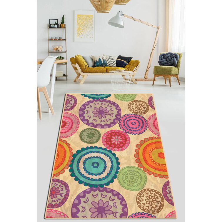 Archie-Lee Kivett Aqua/Orange/Pink Indoor/Outdoor Washable Area Rug Dakota Fields Rug Size: Rectangle 5' x 7