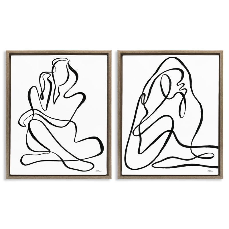 Minimaliste, figurine féminine 2, ensemble de toiles flottantes encadrées par Cat Thurman Designs, H 31 po x l 25 po