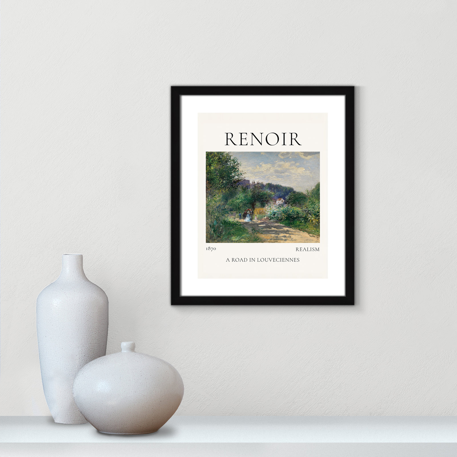 Rocchetto "A Road in Louveciennes" Print, Black Single Picture Frame, Yes, 19" H x 16" W x 1.25" D