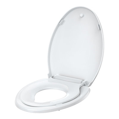 2-in-1 Dual Seat 19 Inch White Toilet Seat Elongated Quick Release Soft Close Quick Install