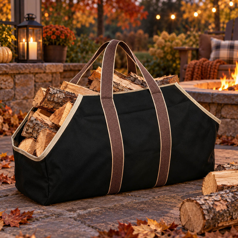 Sac de transport de bûches en toile robuste de 36,6 pouces avec doublure imperméable