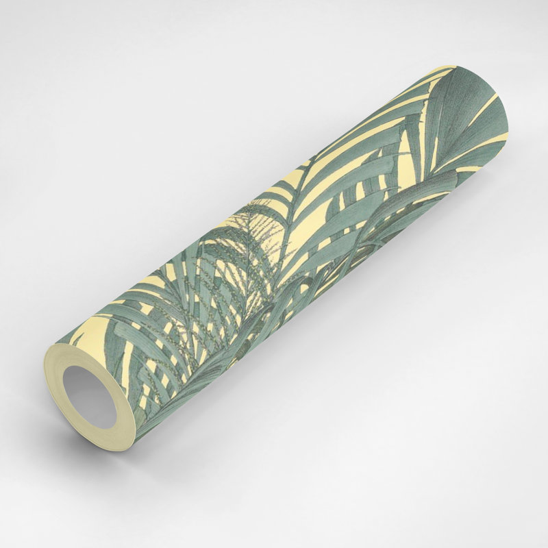 Floating Palms 18' L x 24" W Peel and Stick Wallpaper Roll, Yellow/Green