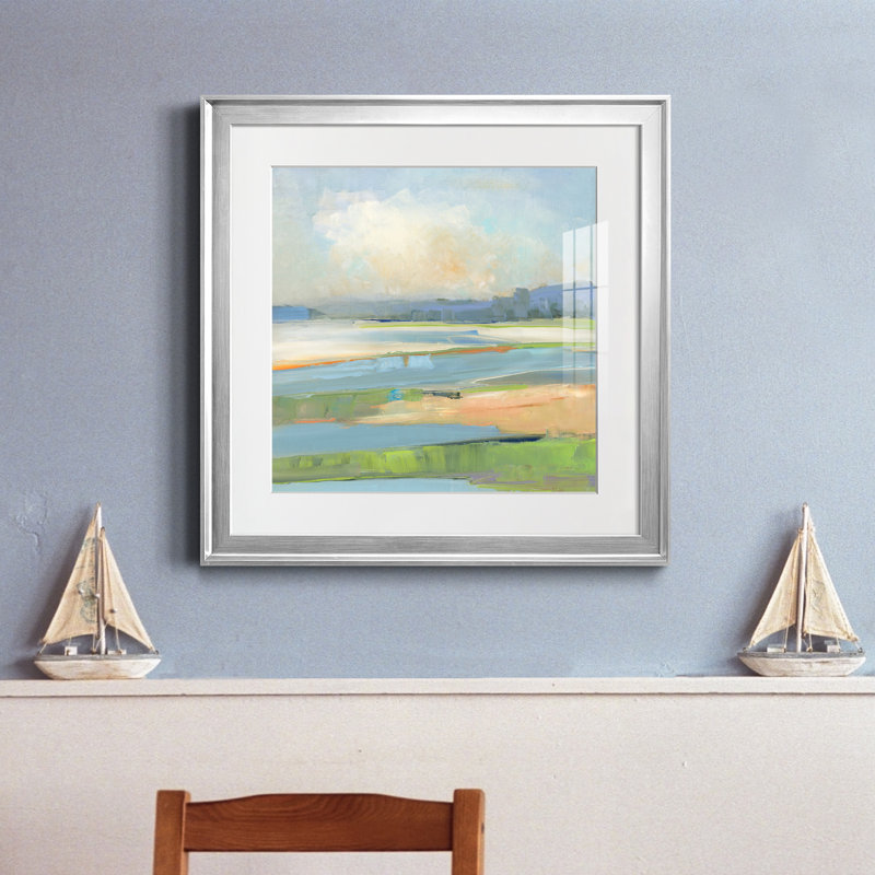 Pastel Coast - Reproduction d'art sur papier encadrée, Papier avec cadre argenté, H 17,5 po x l 17,5 po x P 1,5 po