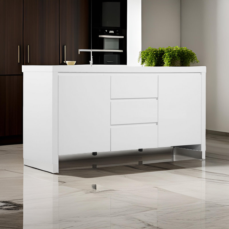 Buffet 3 tiroirs Calix, blanc