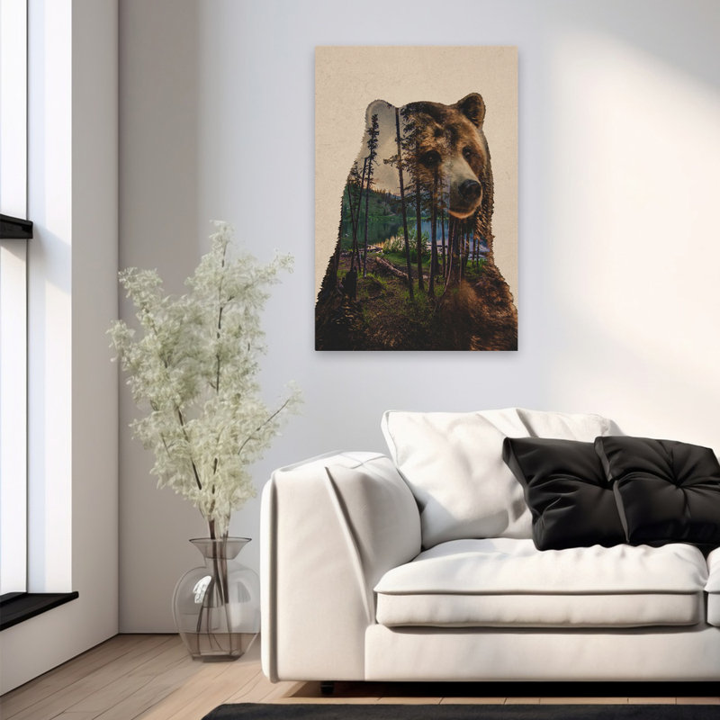 Bear Lake - Art contemporain avec des ours, H 36 po x l 24 po