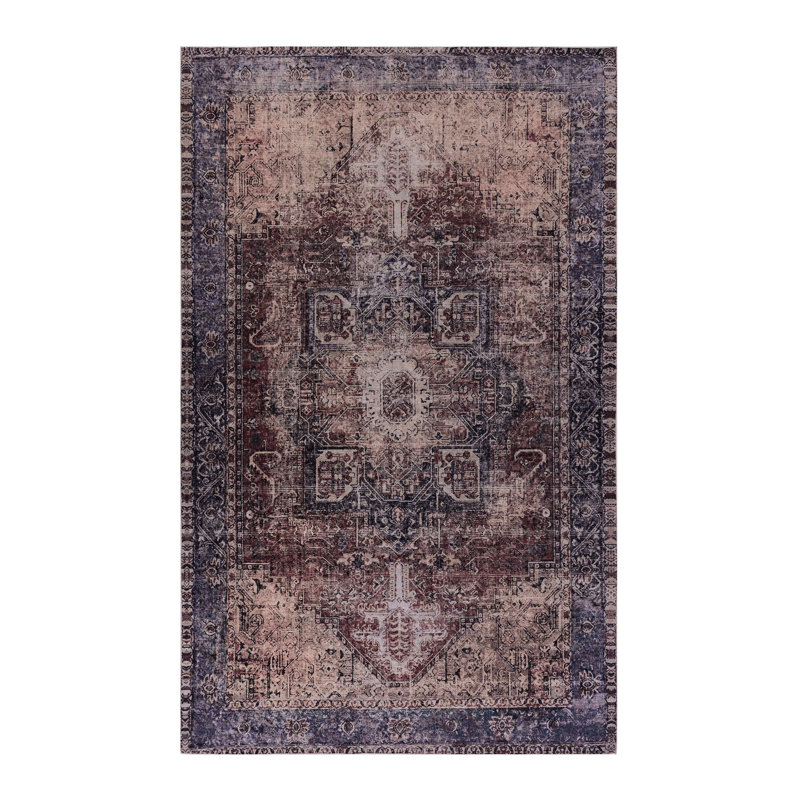 4X6 Area Rug, Machine Washable, Non-Slip, Low-Pile, Non-Shedding, For Living Room, Bedroom, Hallway, Kitchen - Pet & Burgundy Rug 4X6, , Kitchen,