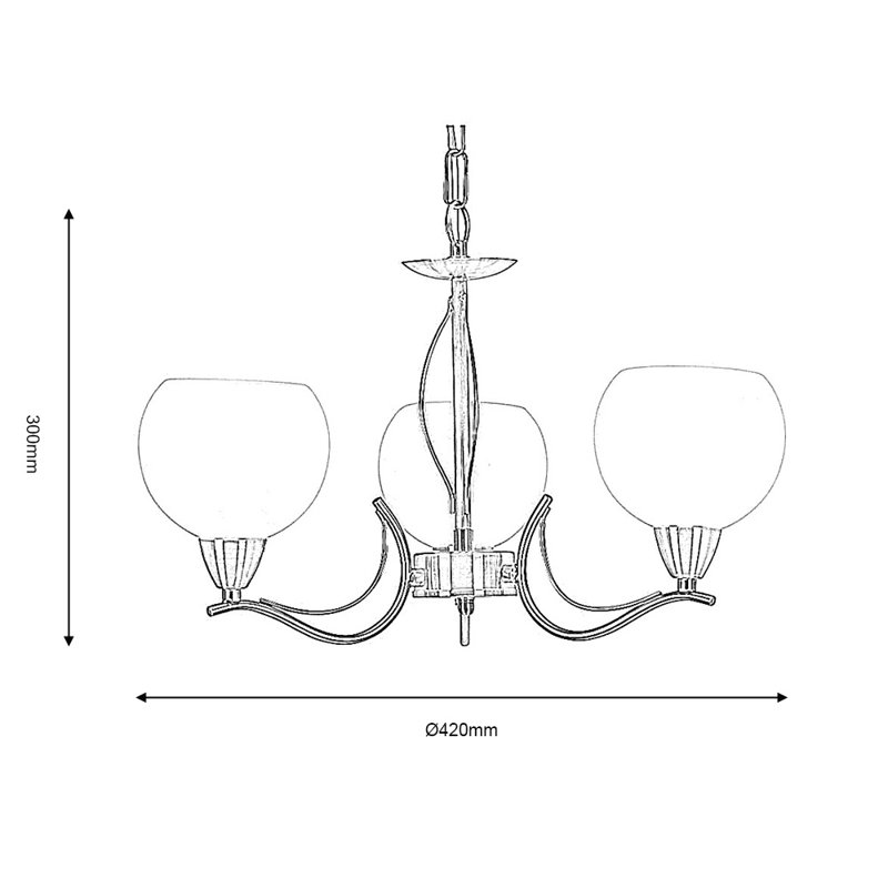 Tina 3 - Light Shaded Chandelier, Antique Brass