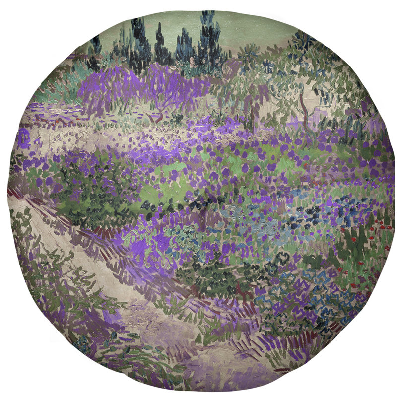 Coussin de plancher pfad gogh bluhender garten mit van van, 31,5 po x 63 po, Mauve