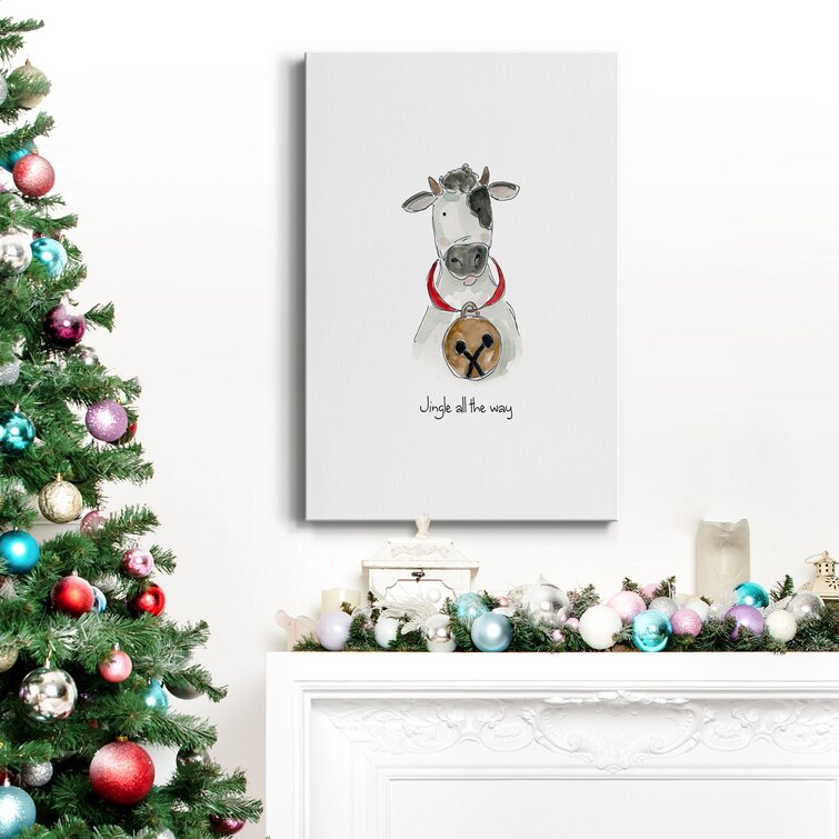 Trinx Farm Christmas Cow On Canvas Print 