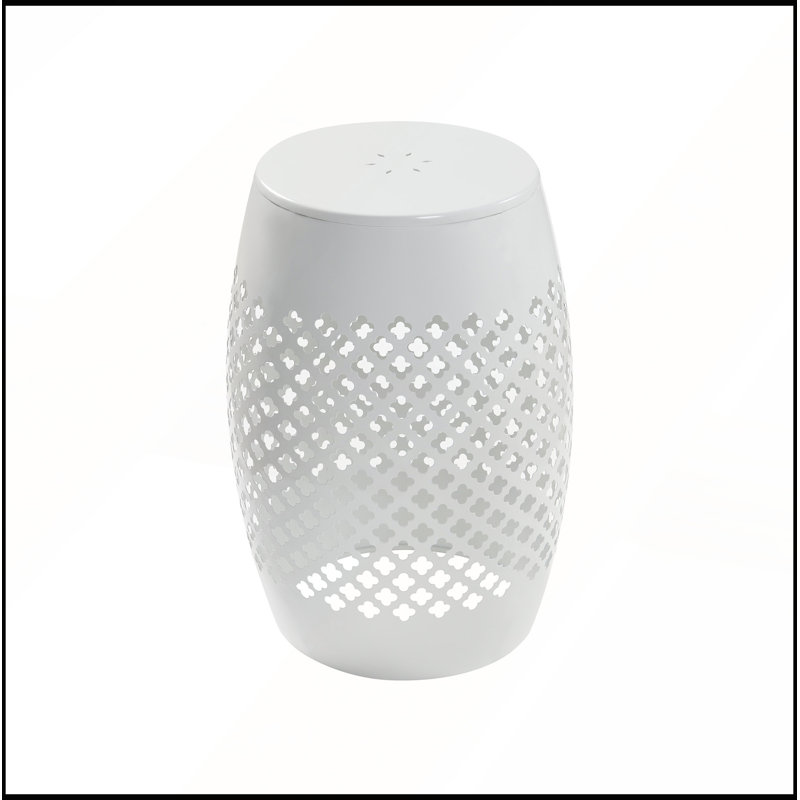 Table d'appoint ronde ajourée en fer thermolaqué, table d'appoint moderne et compacte, imperméable, antirouille et facile d'entretien pour terrasse ou patio.