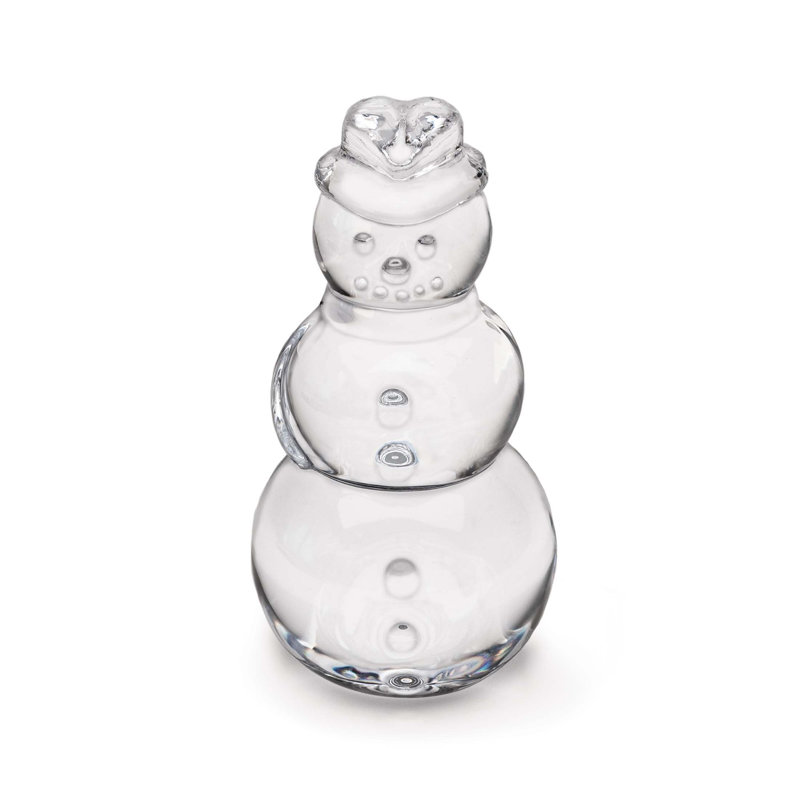 Handmade Glass Tall Snowman Figurine, Medium