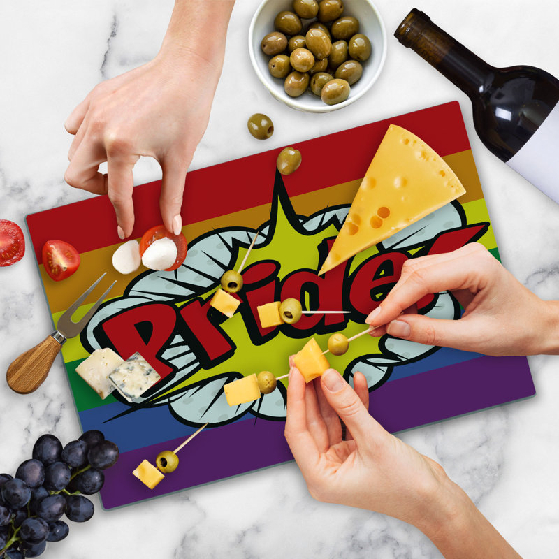 Ambesonne Rainbow Cutting Board Large Size Pop Art Comics Pride Multicolor