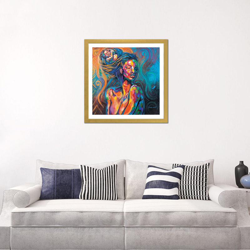 « Unbreakable Bond » par Akintayo Akintobi, reproduction d’art, Papier encadré doré, Blanc, H 24 po x l 24 po x P 1 po