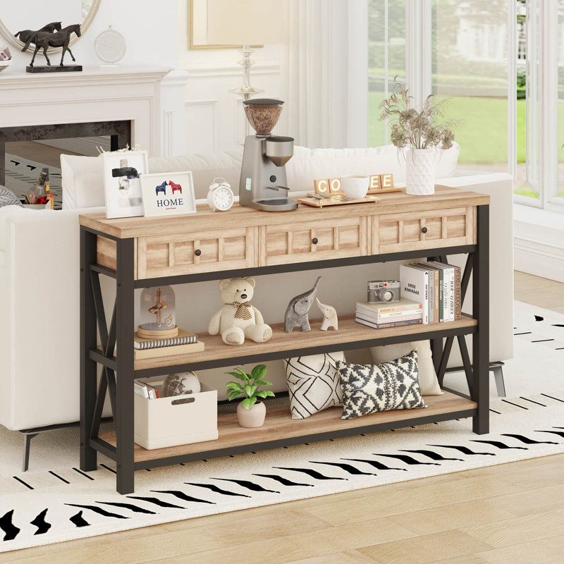 Console 54,72 po Guinna Pandolfo, Noir, Chêne rustique
