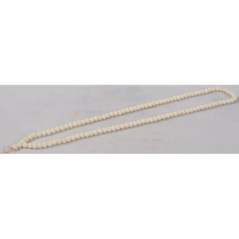 Lily's Living White Bone Decorative Bead With Skull Carving, 26 Inch Long