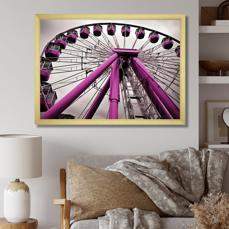 «Amusement Parks Whirling Wheels», reproduction sur toile, H 34 po x l 44 po x P 1,5 po, Encadrement doré