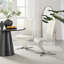 Edzard Chrome & White High Gloss Dining Table Set with 6 Luxury Faux Leather Dining Chairs-970159252