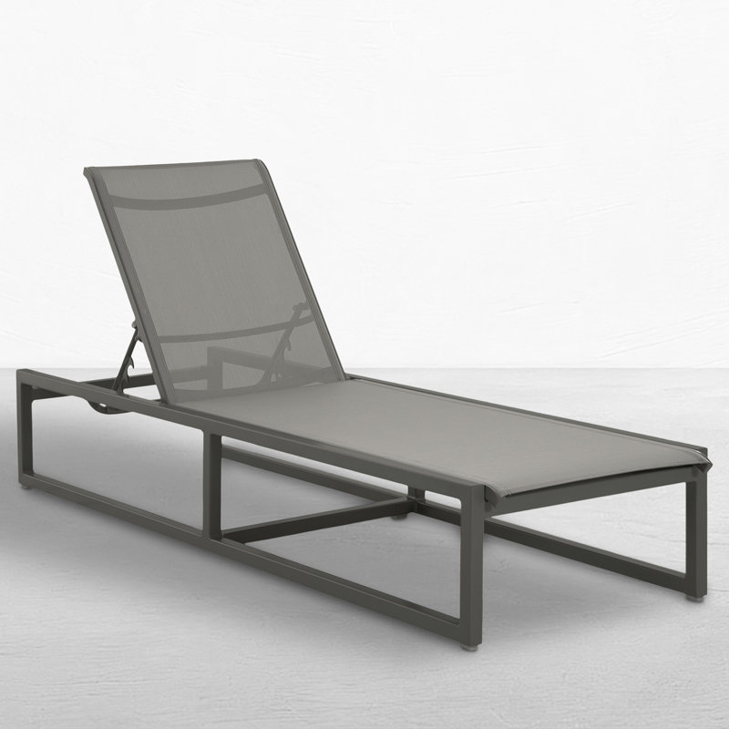 Serenata 76" Long Reclining Single Chaise, Gray/Gray Sling