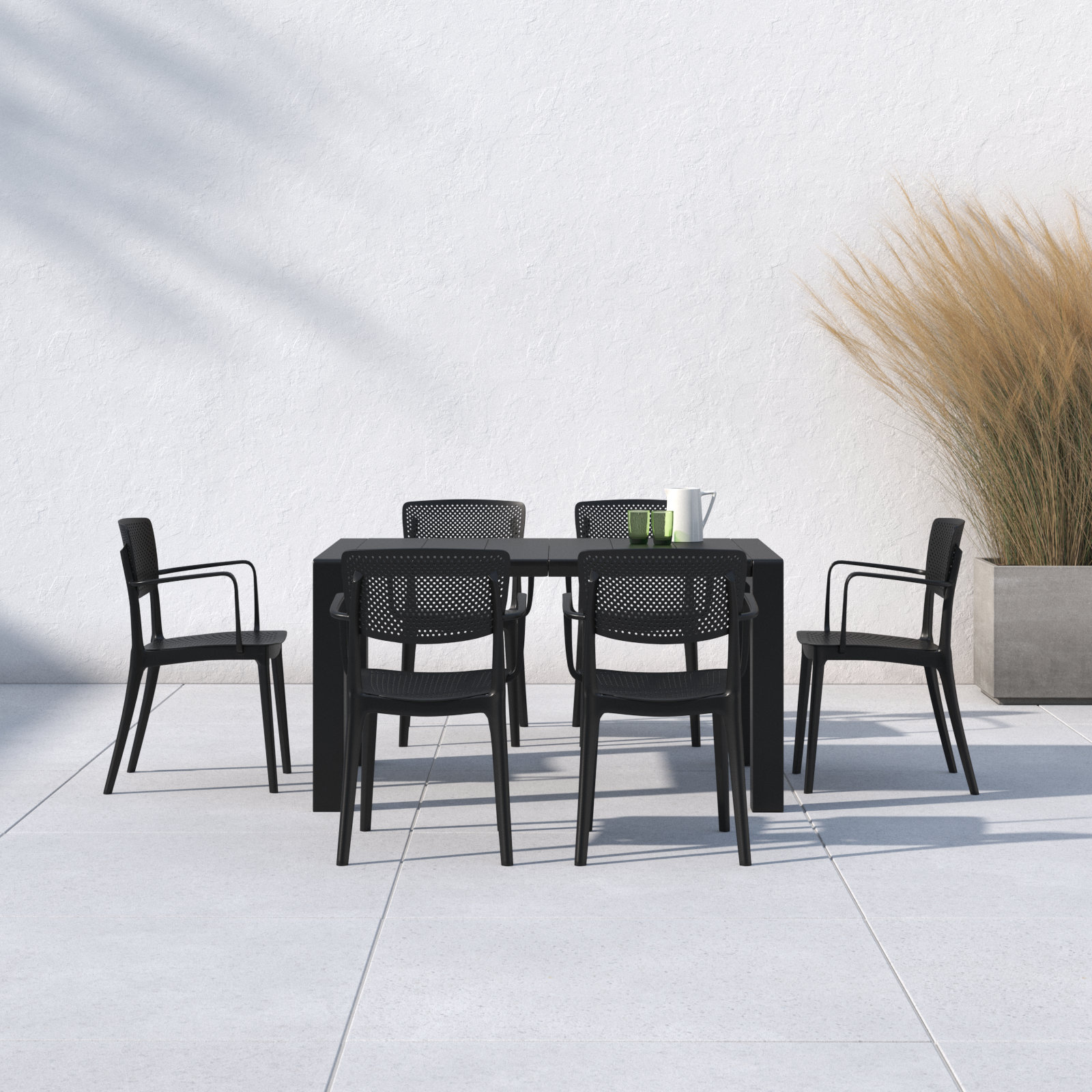 Farrah 39" Patio Dining Set, Black