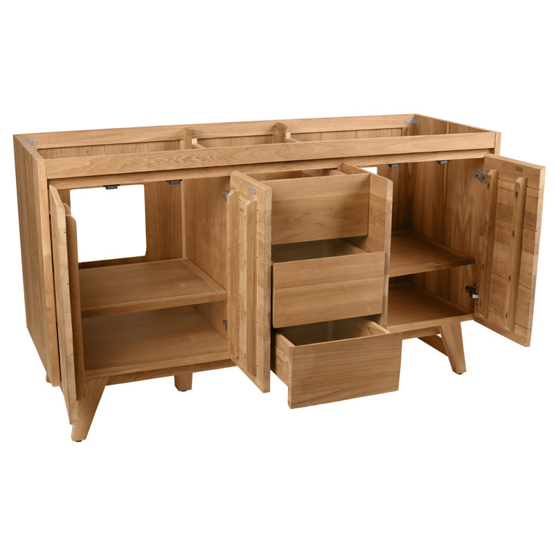 Saeko 60'' Double Bathroom Vanity Base Only, Natural Teak