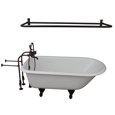 Brocton 65.5'' x 30.5'' Freestanding Soaking Cast Iron Bathtub with Faucet