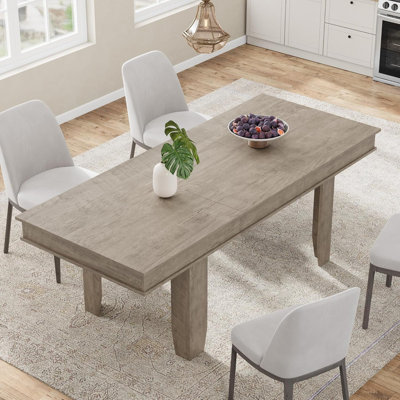 Table de salle à manger à rallonge 63-86,6 "pour 6-10, table de cuisine rectangulaire avec rallonge papillon et structure en bois robuste