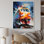Abstrait train vibrant mouvement III - art mural moderne sur toile