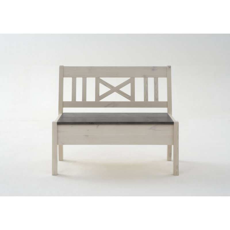Manon Upholstered Storage Bench, White/Grey, Armless