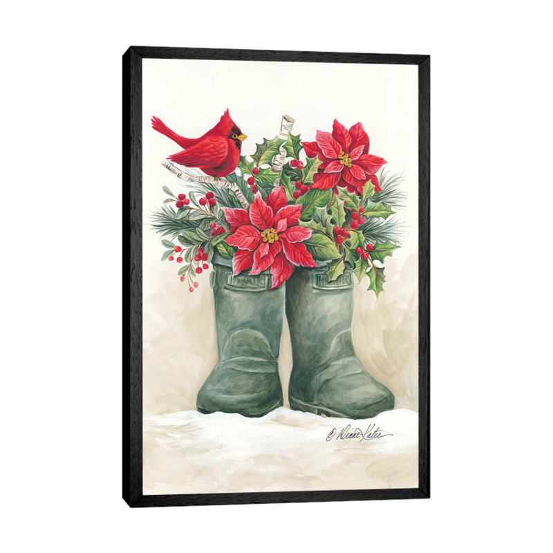 Christmas Lodge Boots 1 Piece Wall Art on Canvas, 101.6 cm H x 66.04 cm W, Black Framed