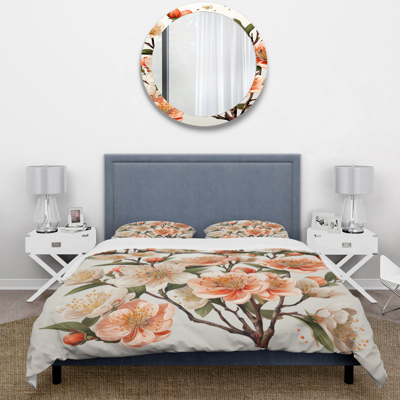 Ensemble de housse de couette en microfibre / polyester Peach Blossom Bliss IV