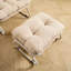 Fauteuil inclinable de patio avec assise en toile et coussin moelleux, idéal pour une salle de lecture, structure beige robuste, coussin doux, couleurs variées, capacité de charge : 136 kg