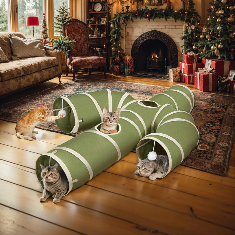 Collapsible Cat Tunnel Cactus-Shaped, 10" H x 59" L x 47" W