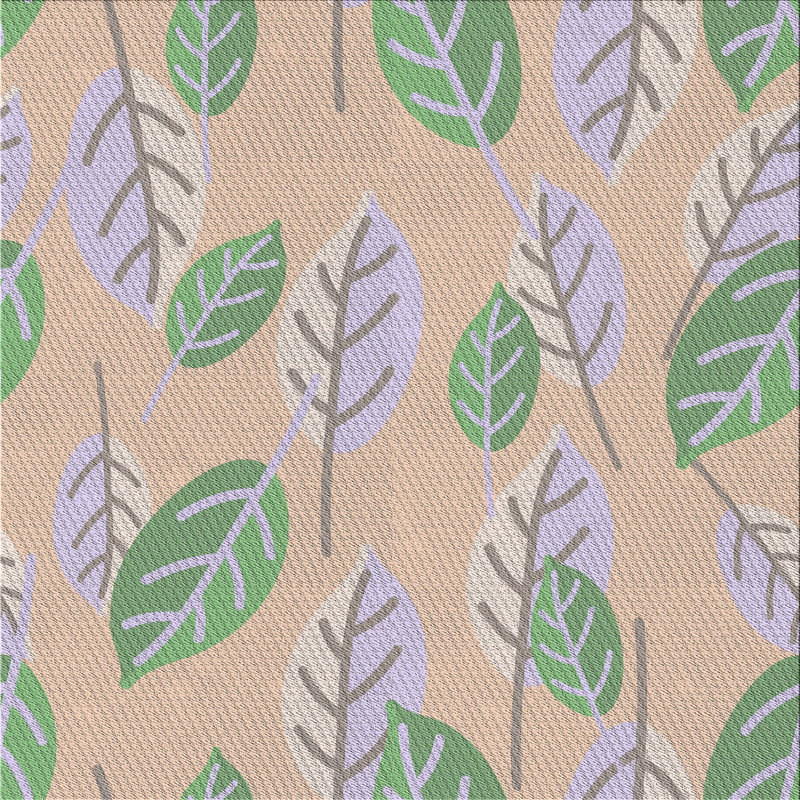 Tapis vert/mauve à motifs, Carré 5 pi