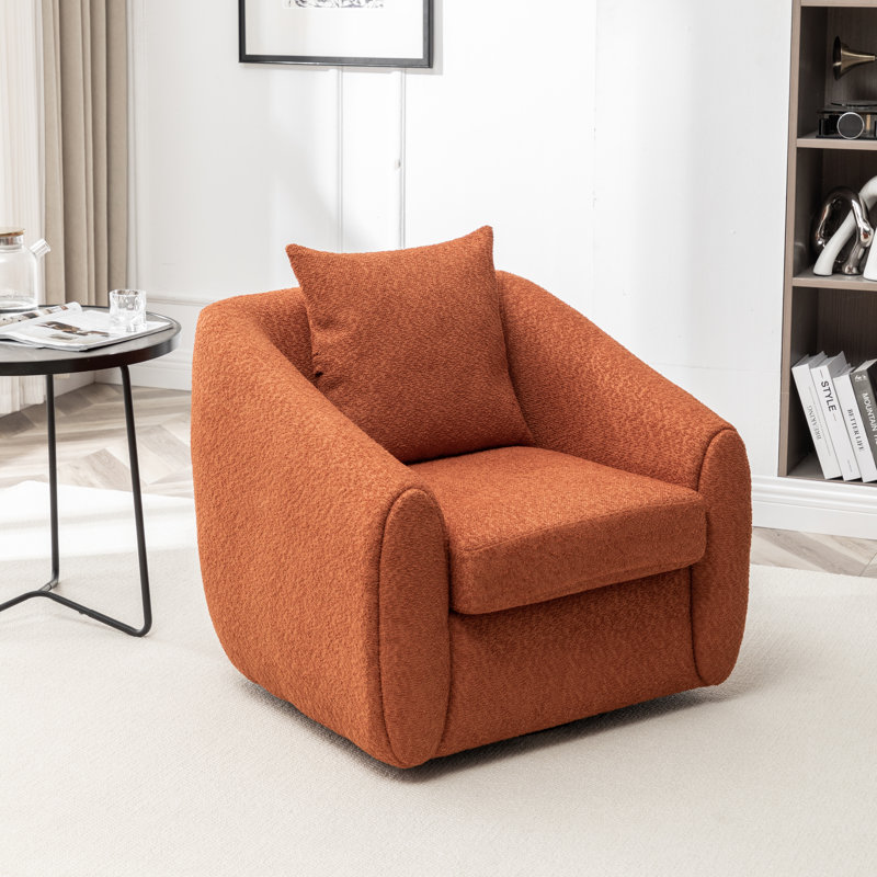 Shively 32'' Wide Upholstered Swivel Chair, Orange