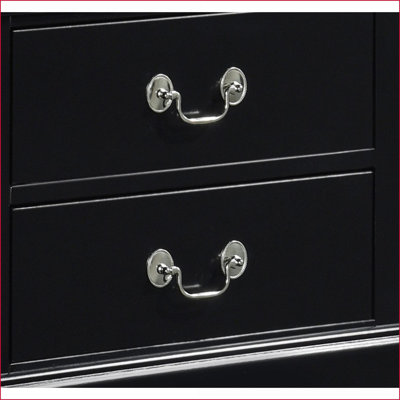 Traditional Louis Philippe Black 2-Drawer Nightstand – No Assembly
