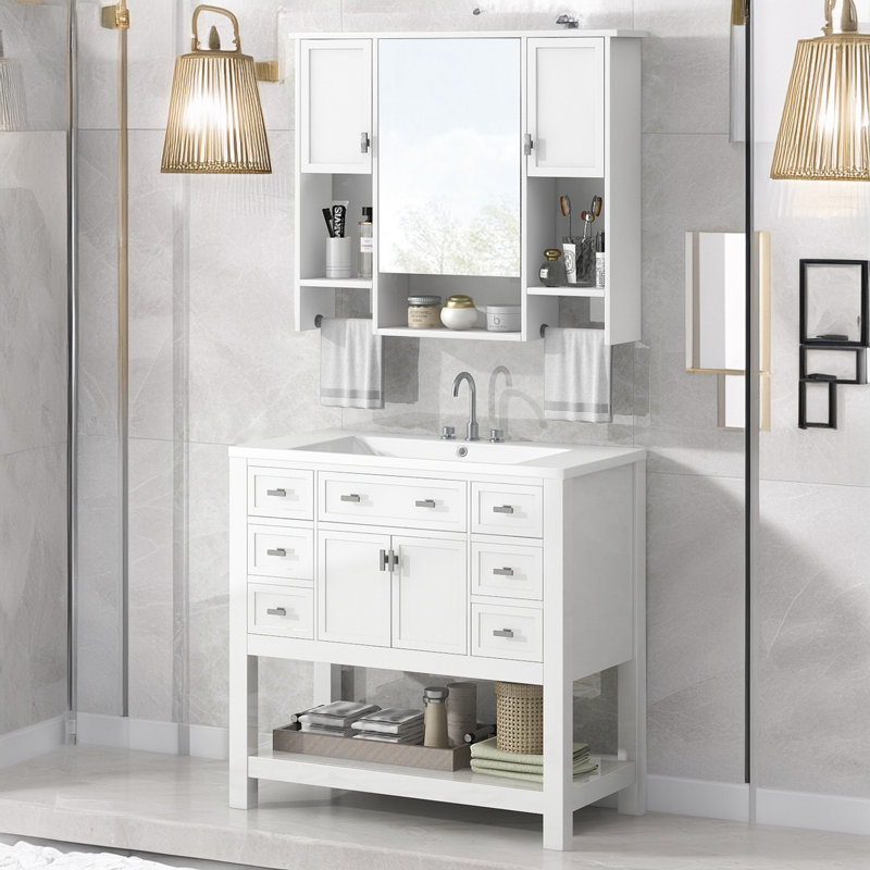 Armoire de salle de bain Tenara, Blanc