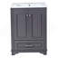 Ensemble de meuble-lavabo 24 po avec lavabo en céramique, armoire de rangement autoportante moderne avec poignées argentées, portes à fermeture douce-1101529410