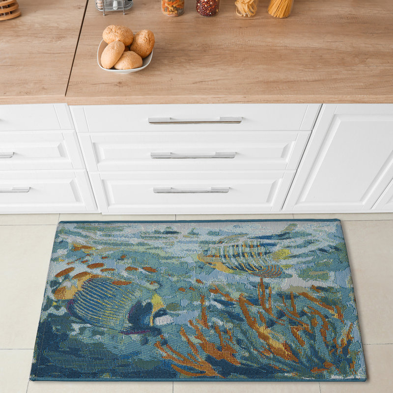 Thomasina No Pattern And Not Solid Color Synthetic Non-Skid Kitchen Mat, Rectangle 2'5" x 3'11"