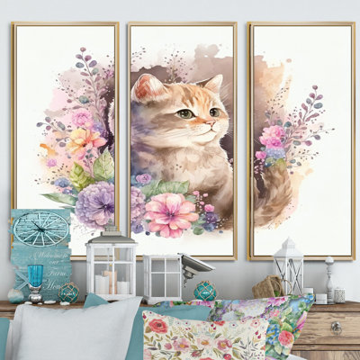 Little Kitten Surrounded By Colorful Flowers II " Little Kitten Surrounded By Colorful Flowers II " 3 - Pieces