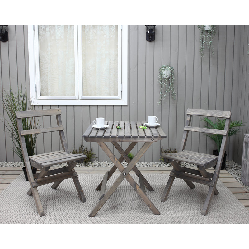 Latina 2 - Person Wood Patio Dining Set with Square Table, Grey
