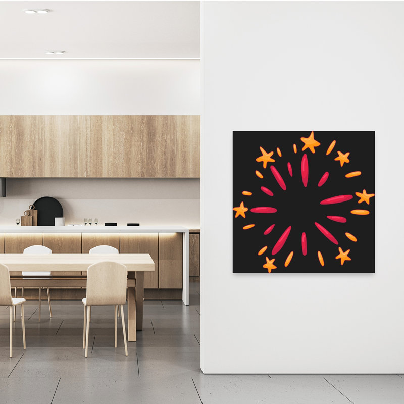 Vibrant Star Burst Abstract Colorful Energetic Landscape Nature Wall Art Print by Marika Barsrsind - Wrapped Canvas Print