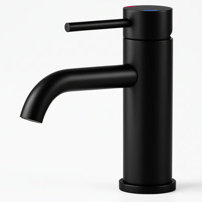 Robinet de lavabo à poignée simple, un trou, noir mat, acier inoxydable, cartouche haute performance, finition anticorrosion, lavabo pour salle de bain, finition nickel brossé