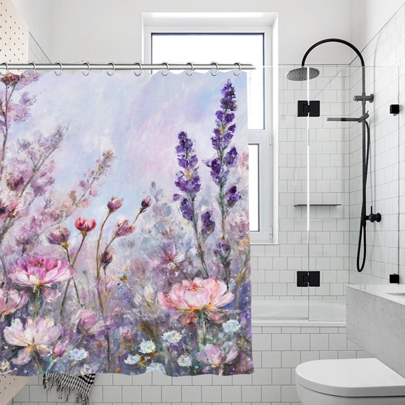 Rideaux de douche lavande et rose, 71 po x 71 po