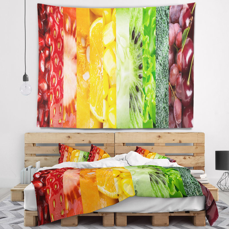 Tapisserie florale, fruits, baies et légumes, H 32 po x l 39 po